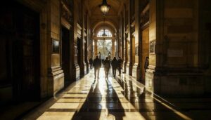 team photo inside government building hallway