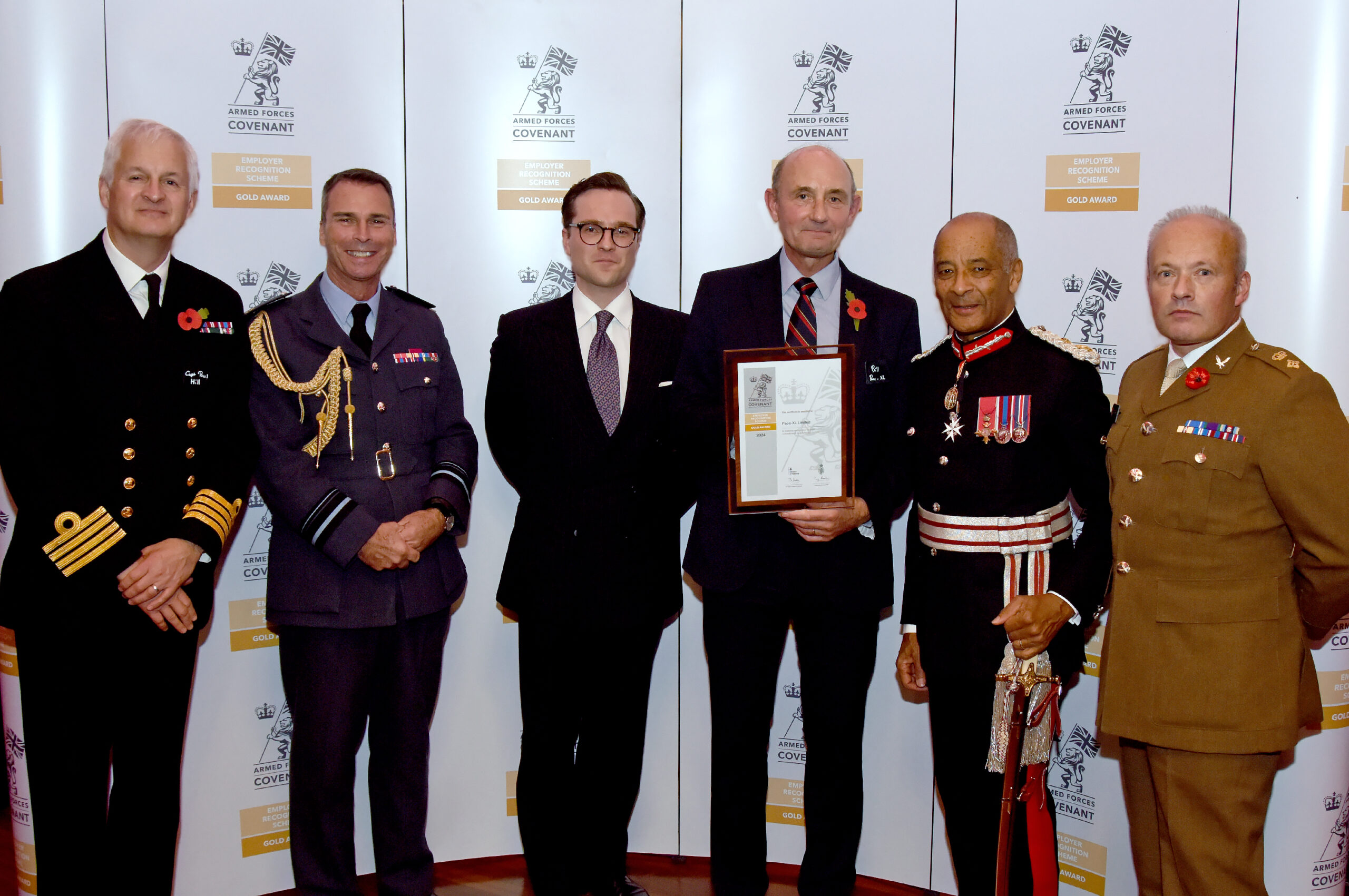 Pace receiving the Gold Award holder of the Armed Forces Covenant